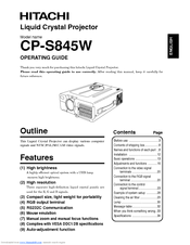 Hitachi CP-S845W Operating Manual