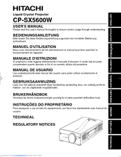 Hitachi CP-SX5600 series User Manual