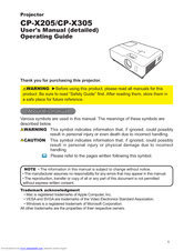 Hitachi CP-X205 User's Manual And Operating Manual
