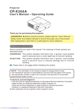 Hitachi CPX268 - Portable Lcd Projector Operating Manual