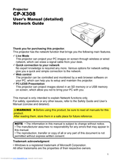 Hitachi X308 - CP XGA LCD Projector Network Manual
