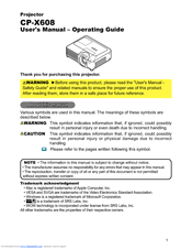 Hitachi CP-X608 User's Manual And Operating Manual