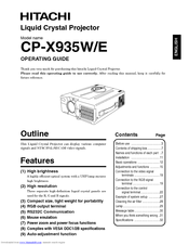 Hitachi CP-X935E Operating Manual