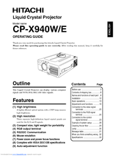 Hitachi CP-X940W Operating Manual
