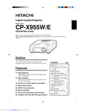 Hitachi CP-X955W/E Operating Manual