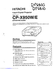 Hitachi CP-X950WE Operating Manual