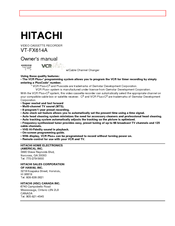 Hitachi VT-FX614A Owner's Manual