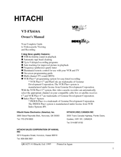 Hitachi VT-FX616A Owner's Manual