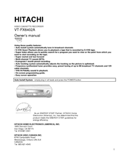 Hitachi VT-FX6402A Owner's Manual