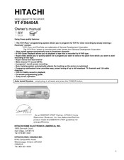 Hitachi VT-FX6404A Owner's Manual