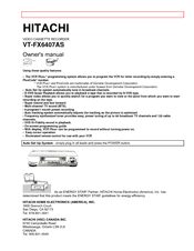 Hitachi VT-FX6407AS Owner's Manual