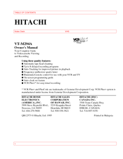 Hitachi VT-M294A Owner's Manual