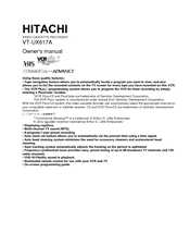 Hitachi VT-UX617A Owner's Manual