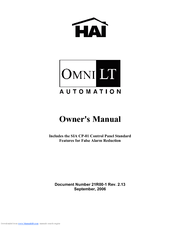 HAI OmniLT SIA CP-01 Owner's Manual