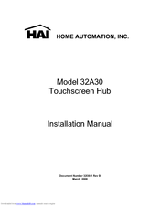 Home Automation Touchscreen Hub 32A30 Installation Manual