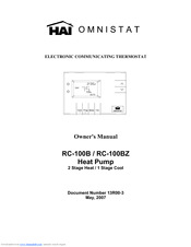 Home Automation Omnistat RC-100B Owner's Manual