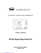 Home Automation Omnistat RC-80 Owner's Manual