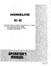 Homelite RE-8E Operator's Manual