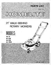Homelite M-21E Parts List