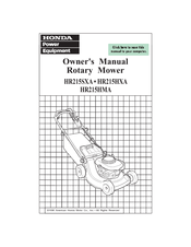 Honda HR215HXA Owner's Manual