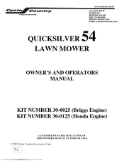 Cycle Country Quicksilver 54 Owner's And Operator's Manual