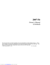 Honda 2007 Fit Owner's Manual