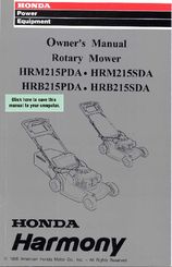 Honda Harmony HRB215PDA Owner's Manual