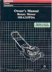 Honda HRA215PDA Owner's Manual