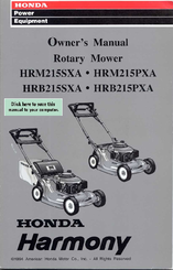 Honda Harmony HRB215PXA Owner's Manual