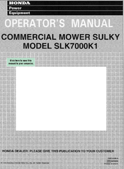Honda SLK7000K1 Operator's Manual