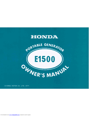 Honda E1500 Owner's Manual