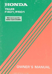 Honda F401 Owner's Manual