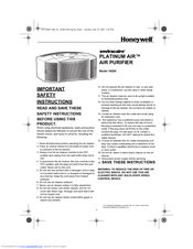 Honeywell 16200 - Consumer Products - Room Air Purifier Manuals