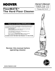 Hoover FloorMATE FloorMATETM The Hard Floor Cleaner Owner's Manual