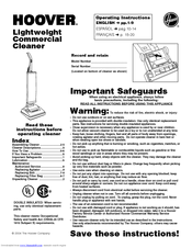Hoover Lightweight Commercial Cleaner Operating Instructions Manual