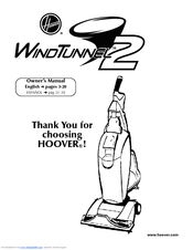 Hoover U8311900 - Company WindTunnel 2 Bagged Vacuum Owner's Manual