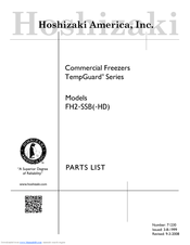 Hoshizaki TempGuard FH2-SSB-HD Parts List
