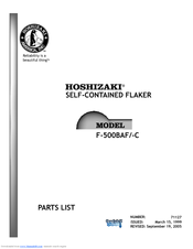 Hoshizaki F-500BAF/-C Parts List