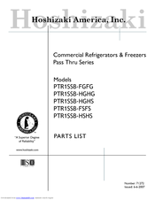 Hoshizaki PTR1SSB-FSFS Parts List
