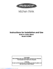 Hotpoint HCM60 Instructions For Installation And Use Manual