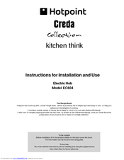 Hotpoint Creda EC604 Instructions For Installation And Use Manual