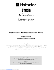 Hotpoint Creda EC6011 Instructions For Installation And Use Manual