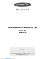 Hotpoint BFI68 Instructions For Installation And Use Manual