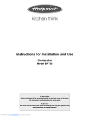 Hotpoint BFT68 Instructions For Installation And Use Manual
