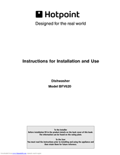 Hotpoint BFV620 Instructions For Installation And Use Manual