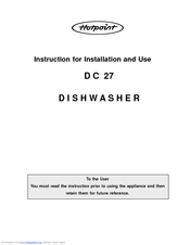 Hotpoint DC 27 Instructions For Installation And Use Manual
