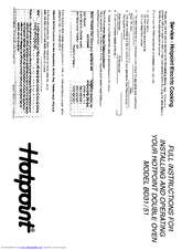 Hotpoint BD51 Installating And Operation Manual