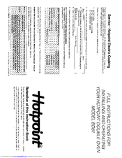 Hotpoint BD81 Installation And Operating Instructions Manual