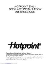 Hotpoint EW31 User And Installation Instructions Manual