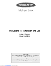 Hotpoint HMS313I Instructions For Installation And Use Manual